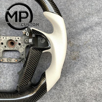 MPCUSTOM Fit For Honda 8th gen Accord/CP1 CP2 CP3/Pilot 2009-2015/Odyssey 2011-2017 carbon fiber steering wheel white perforatara leather white center line