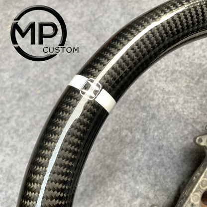 MPCUSTOM Fit For Honda 8th gen Accord/CP1 CP2 CP3/Pilot 2009-2015/Odyssey 2011-2017 carbon fiber steering wheel white perforatara leather white center line