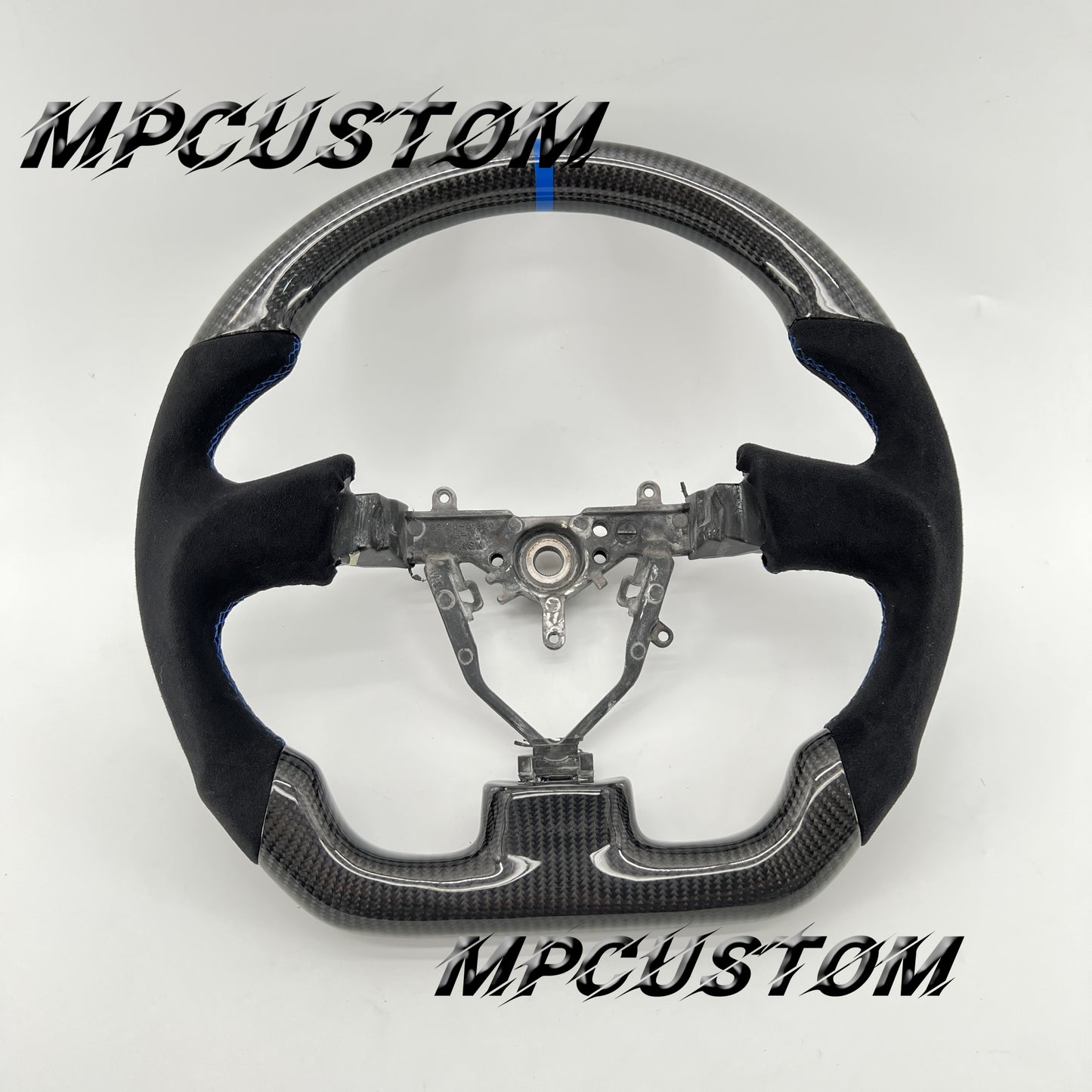 Mpcustom for Subaru wrx sti 2003-2007 carbon fiber steering wheel blue stripe line and blue stitching