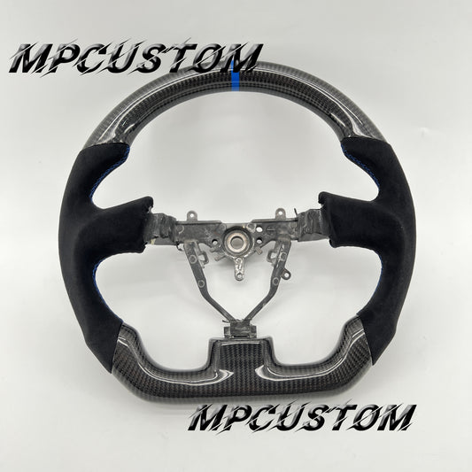 Mpcustom for Subaru wrx sti 2003-2007 carbon fiber steering wheel blue stripe line and blue stitching