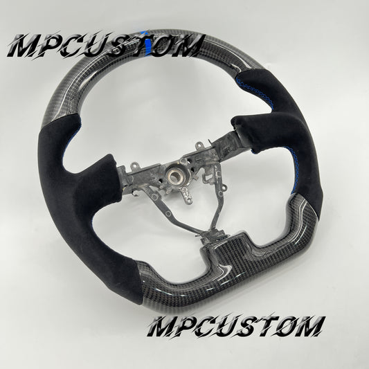 Mpcustom for Subaru wrx sti 2003-2007 carbon fiber steering wheel round top and Alcantara