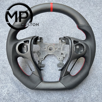 MPCUSTOM Fit For Honda 9th gen Accord SPORT 4 DOOR SEDAN 2013-2017/Crosstour 2013-2015/Ridgeline 2017-2020 carbon fiber steering wheel black perforated leather red center line