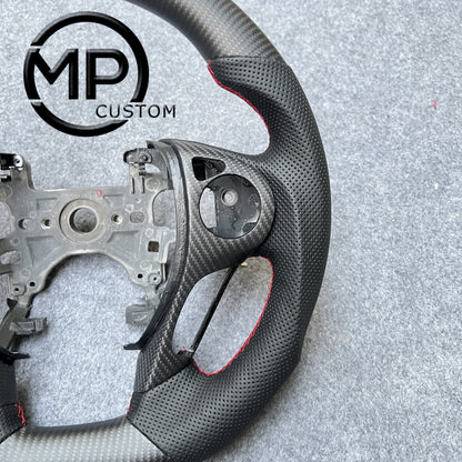 MPCUSTOM Fit For Honda 9th gen Accord SPORT 4 DOOR SEDAN 2013-2017/Crosstour 2013-2015/Ridgeline 2017-2020 carbon fiber steering wheel black perforated leather red center line