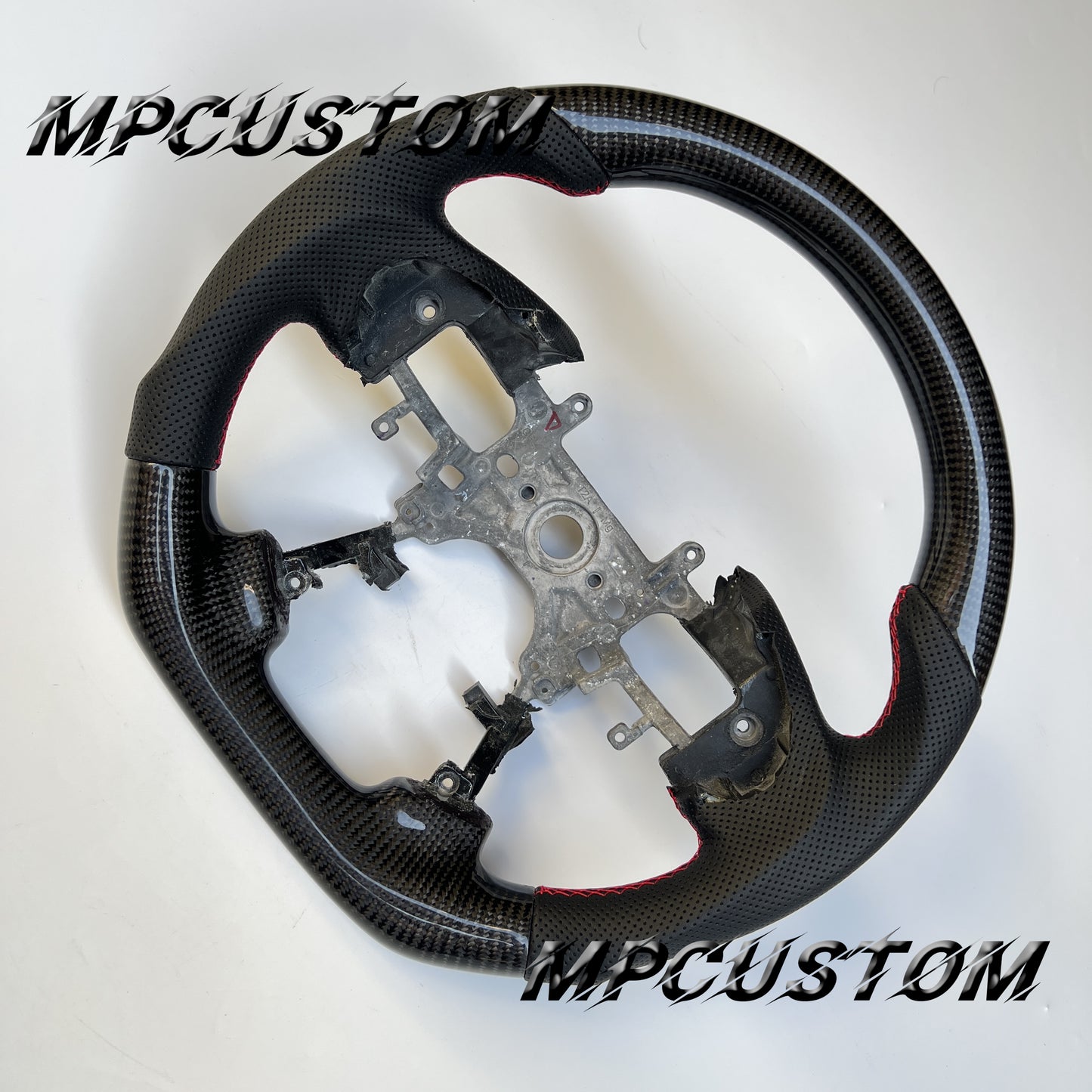 Mpcustom for Honda 9th gen Accord 2013-2017 carbon fiber steering wheel red stitching and perforated leather