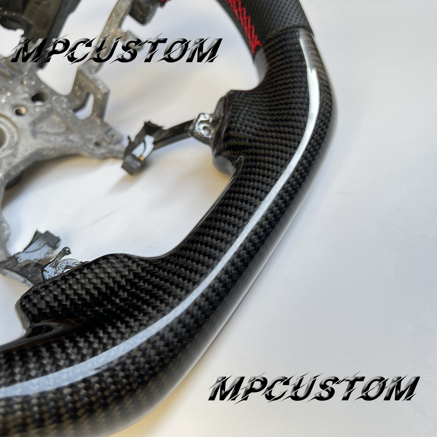 Mpcustom for Honda 9th gen Accord 2013-2017 carbon fiber steering wheel gloss and red stitching
