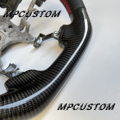 Mpcustom for Honda 9th gen Accord 2013-2017 carbon fiber steering wheel gloss and red stitching
