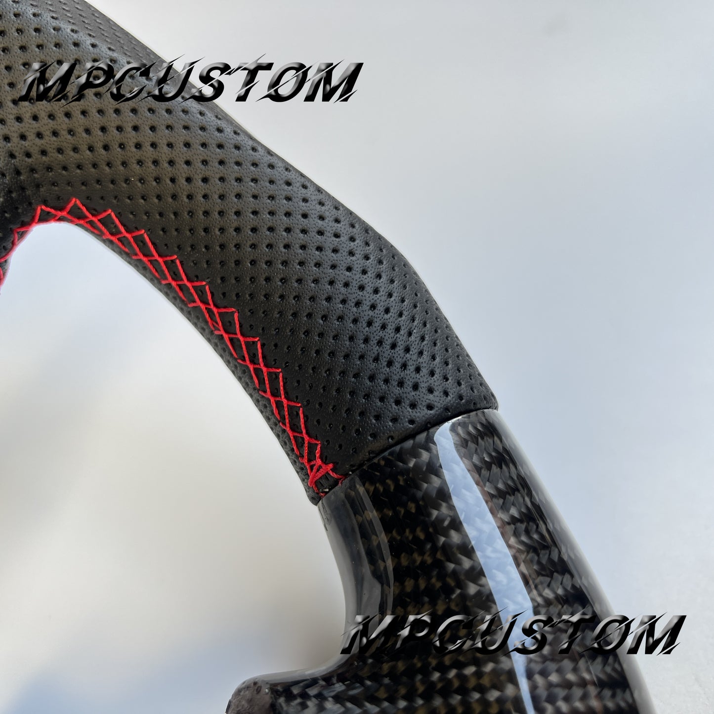 Mpcustom for Honda 9th gen Accord 2013-2017 carbon fiber steering wheel red stitching and perforated leather