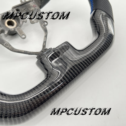 Mpcustom for Subaru wrx sti 2003-2007 carbon fiber steering wheel blue stripe line and gloss
