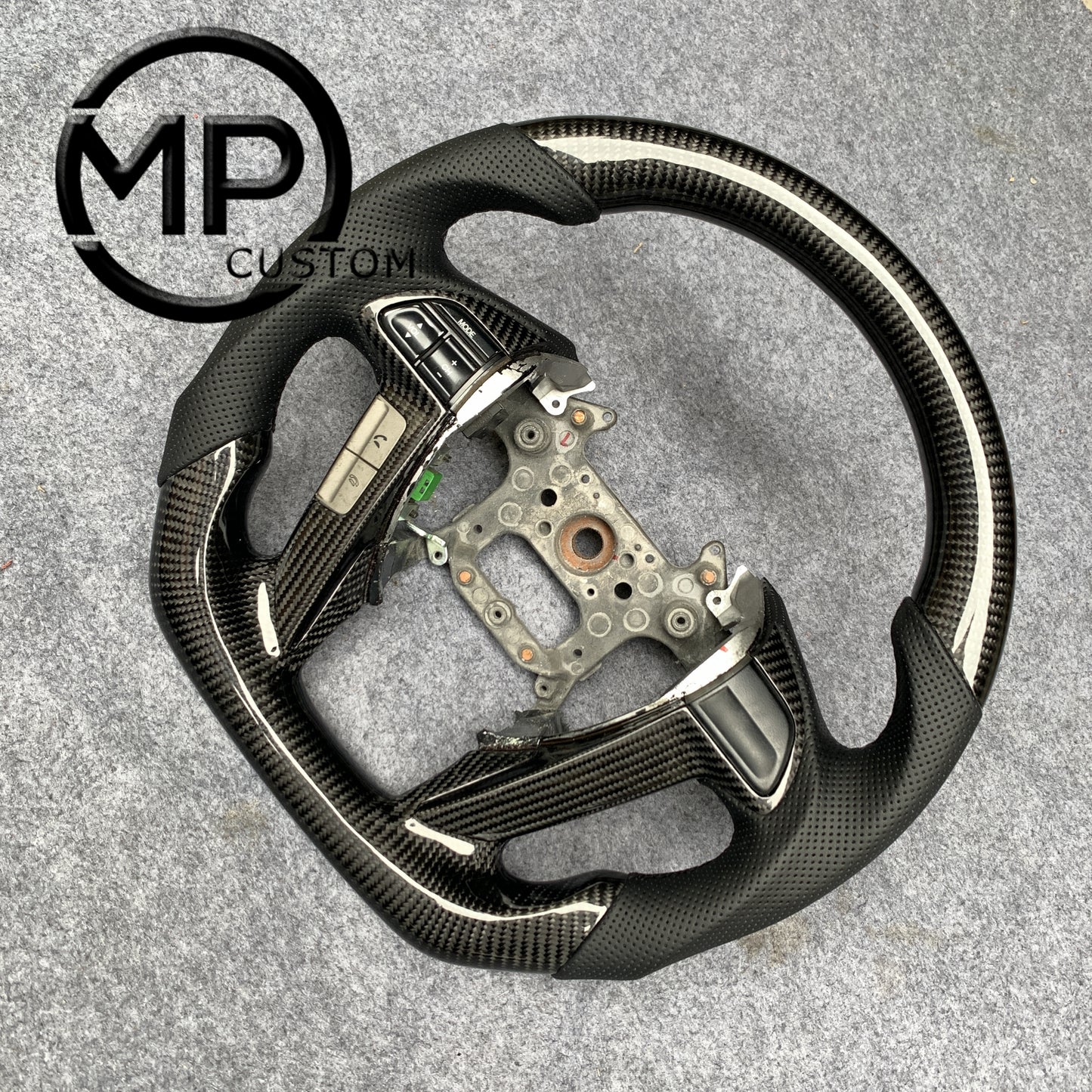 MPCUSTOM Fit For Honda 8th gen Accord/CP1 CP2 CP3/Pilot 2009-2015/Odyssey 2011-2017 carbon fiber steering wheel black perforatara leather