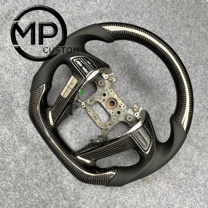 MPCUSTOM Fit For Honda 8th gen Accord/CP1 CP2 CP3/Pilot 2009-2015/Odyssey 2011-2017 carbon fiber steering wheel black perforatara leather