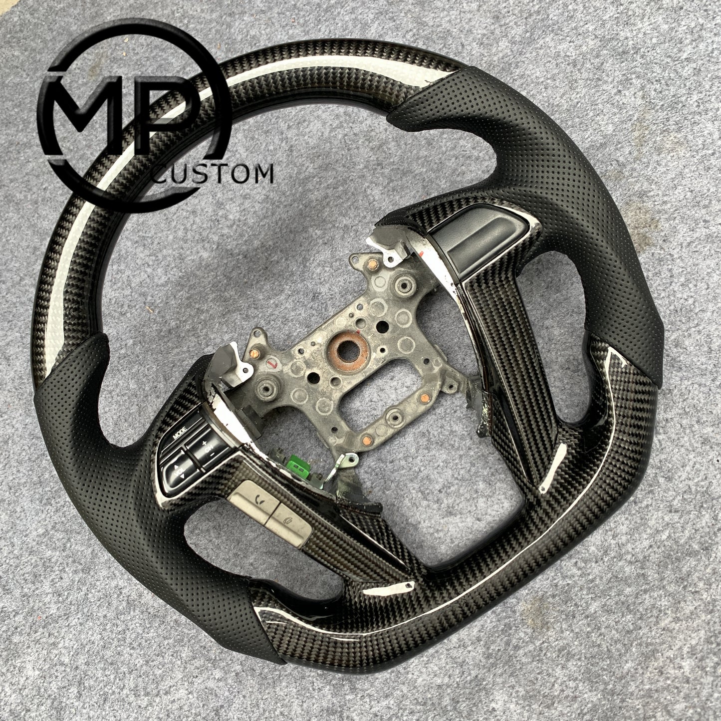 MPCUSTOM Fit For Honda 8th gen Accord/CP1 CP2 CP3/Pilot 2009-2015/Odyssey 2011-2017 carbon fiber steering wheel black perforatara leather