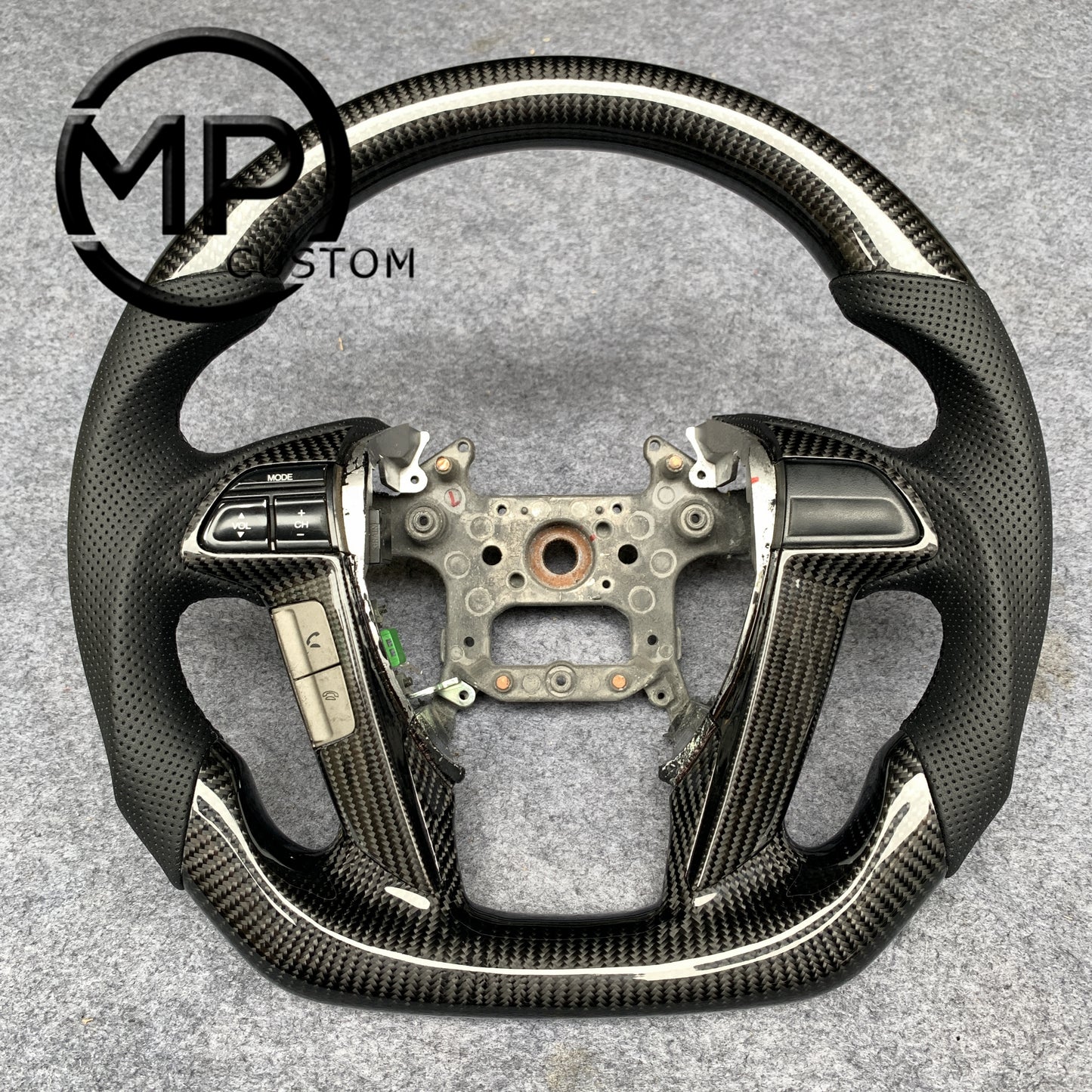 MPCUSTOM Fit For Honda 8th gen Accord/CP1 CP2 CP3/Pilot 2009-2015/Odyssey 2011-2017 carbon fiber steering wheel black perforatara leather
