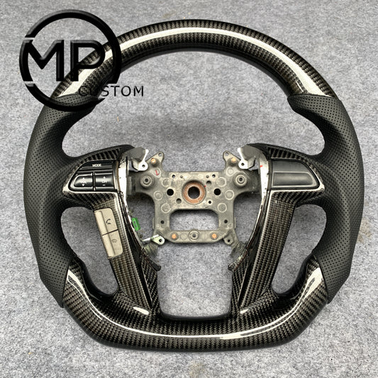 MPCUSTOM Fit For Honda 8th gen Accord/CP1 CP2 CP3/Pilot 2009-2015/Odyssey 2011-2017 carbon fiber steering wheel black perforatara leather