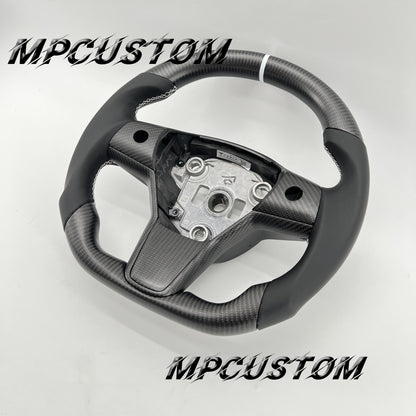Mpcustom for Tesla model 3 Y carbon fiber steering wheel smooth