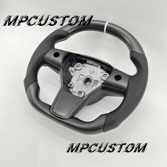 Mpcustom for Tesla model 3 Y carbon fiber steering wheel smooth