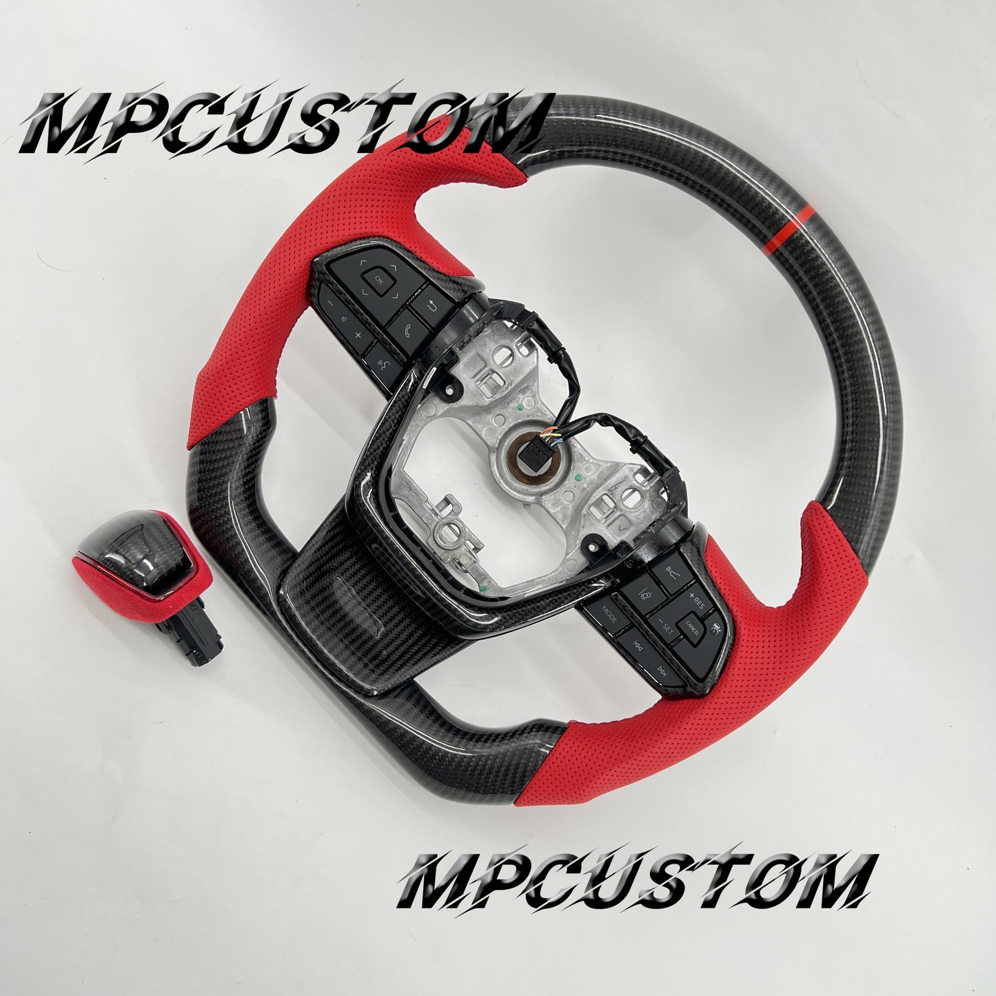 Mpcustom for Toyota Highlander 2022+ carbon fiber steering wheel red stitching