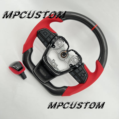 Mpcustom for Toyota Highlander 2022+ carbon fiber steering wheel red stitching