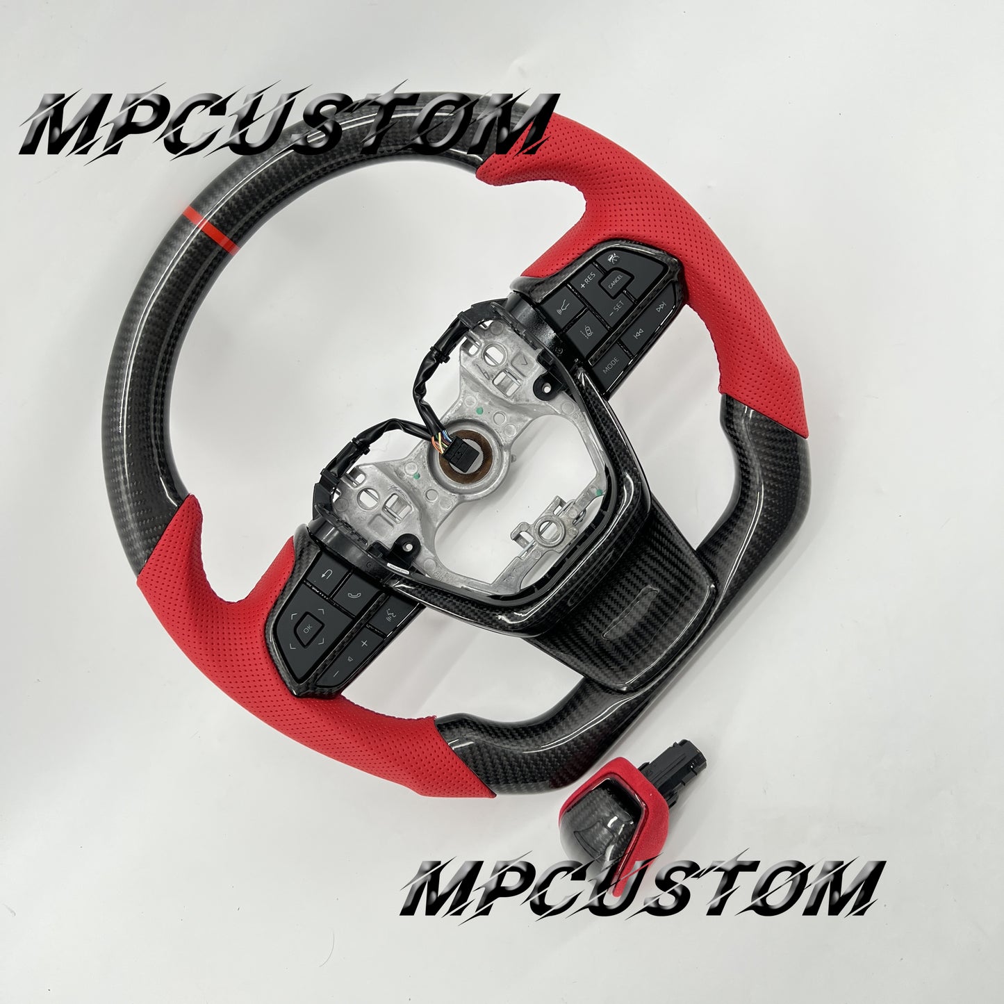 Mpcustom for Toyota Highlander 2022+ carbon fiber steering wheel gloss and red stripe line