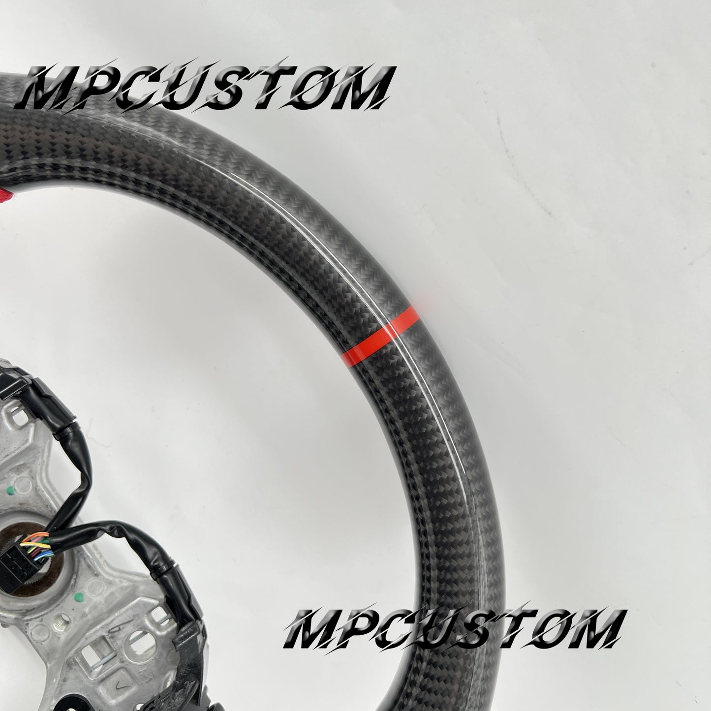 Mpcustom for Toyota Highlander 2022+ carbon fiber steering wheel gloss and red stripe line