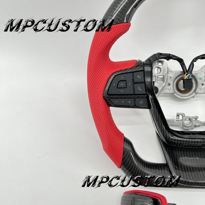 Mpcustom for Toyota Highlander 2022+ carbon fiber steering wheel red stitching