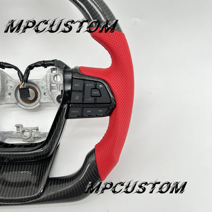 Mpcustom for Toyota Highlander 2022+ carbon fiber steering wheel gloss and red stripe line