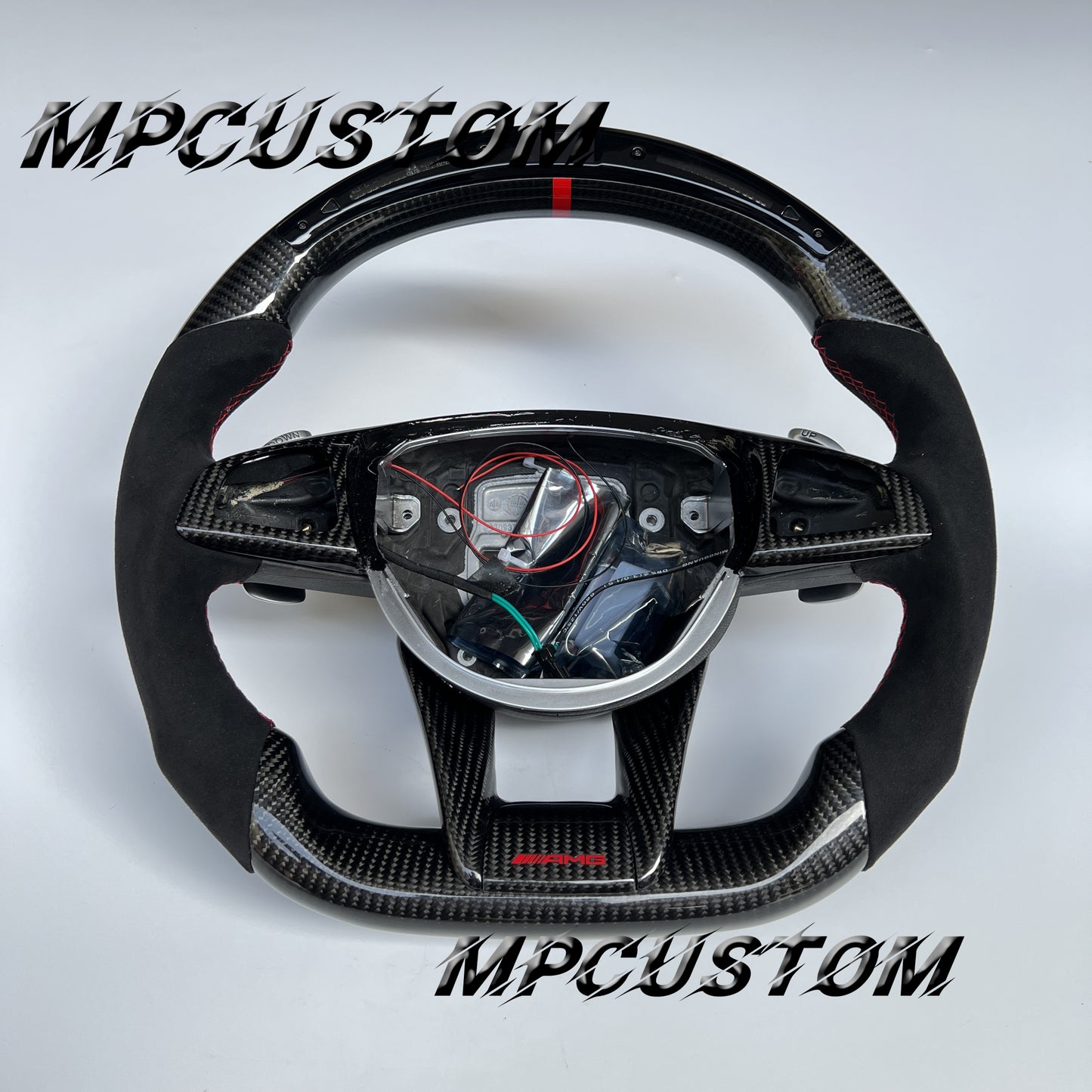 Mpcustom for Mercedes Benz 808AMG /W205 AMG carbon fiber steering wheel red stitching