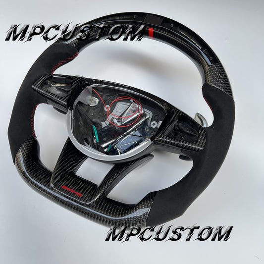 Mpcustom for Mercedes Benz 808AMG /W205 AMG carbon fiber steering wheel gloss and red stitching