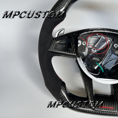 Mpcustom for Mercedes Benz 808AMG /W205 AMG carbon fiber steering wheel round top and red stripe line