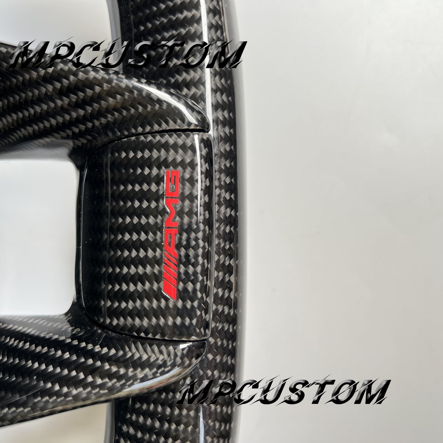 Mpcustom for Mercedes Benz 808AMG /W205 AMG carbon fiber steering wheel round top and red stripe line