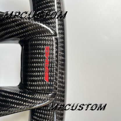 Mpcustom for Mercedes Benz 808AMG /W205 AMG carbon fiber steering wheel round top and red stripe line