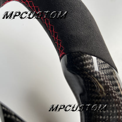 Mpcustom for Mercedes Benz 808AMG /W205 AMG carbon fiber steering wheel round top and red stripe line