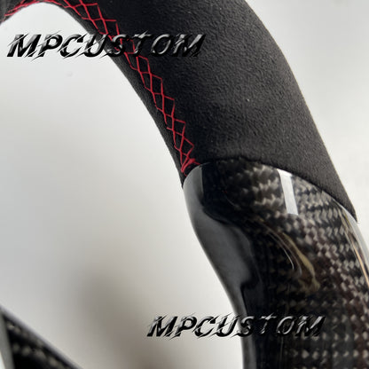 Mpcustom for Mercedes Benz 808AMG /W205 AMG carbon fiber steering wheel gloss and red stitching