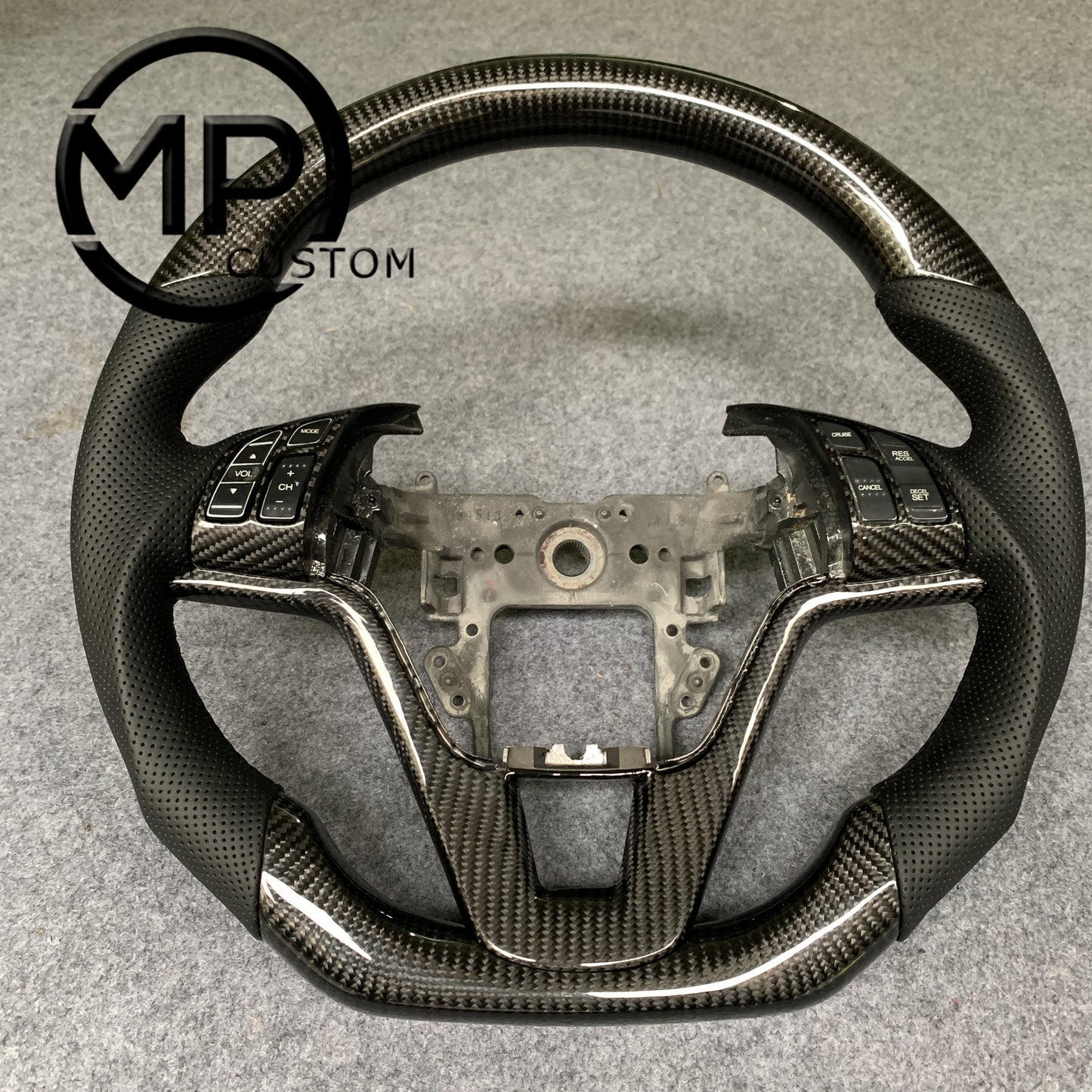 MPCUSTOM Fit For Honda CR-V CRV 2007-2011 carbon fiber steering wheel black smooth leather
