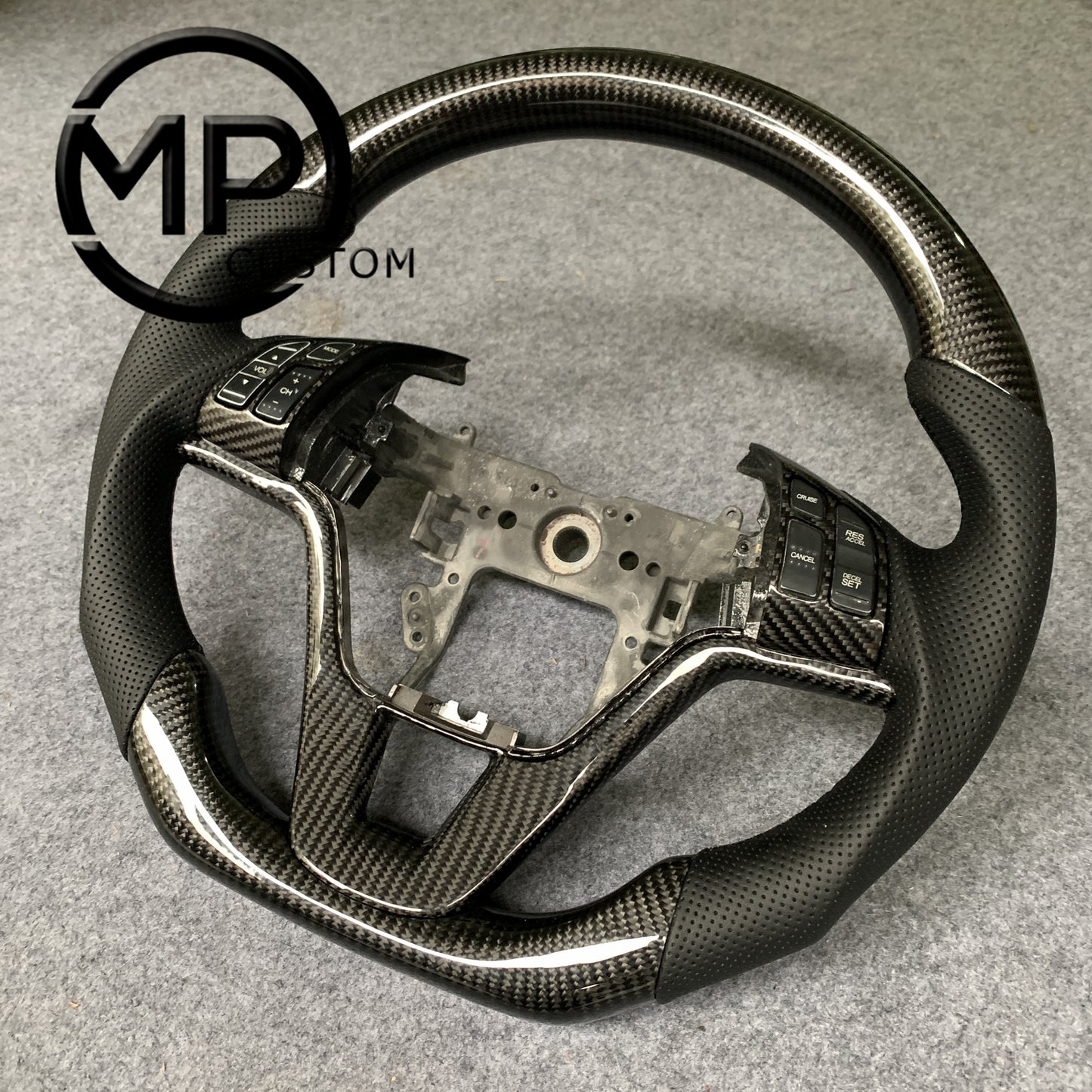 MPCUSTOM Fit For Honda CR-V CRV 2007-2011 carbon fiber steering wheel black smooth leather