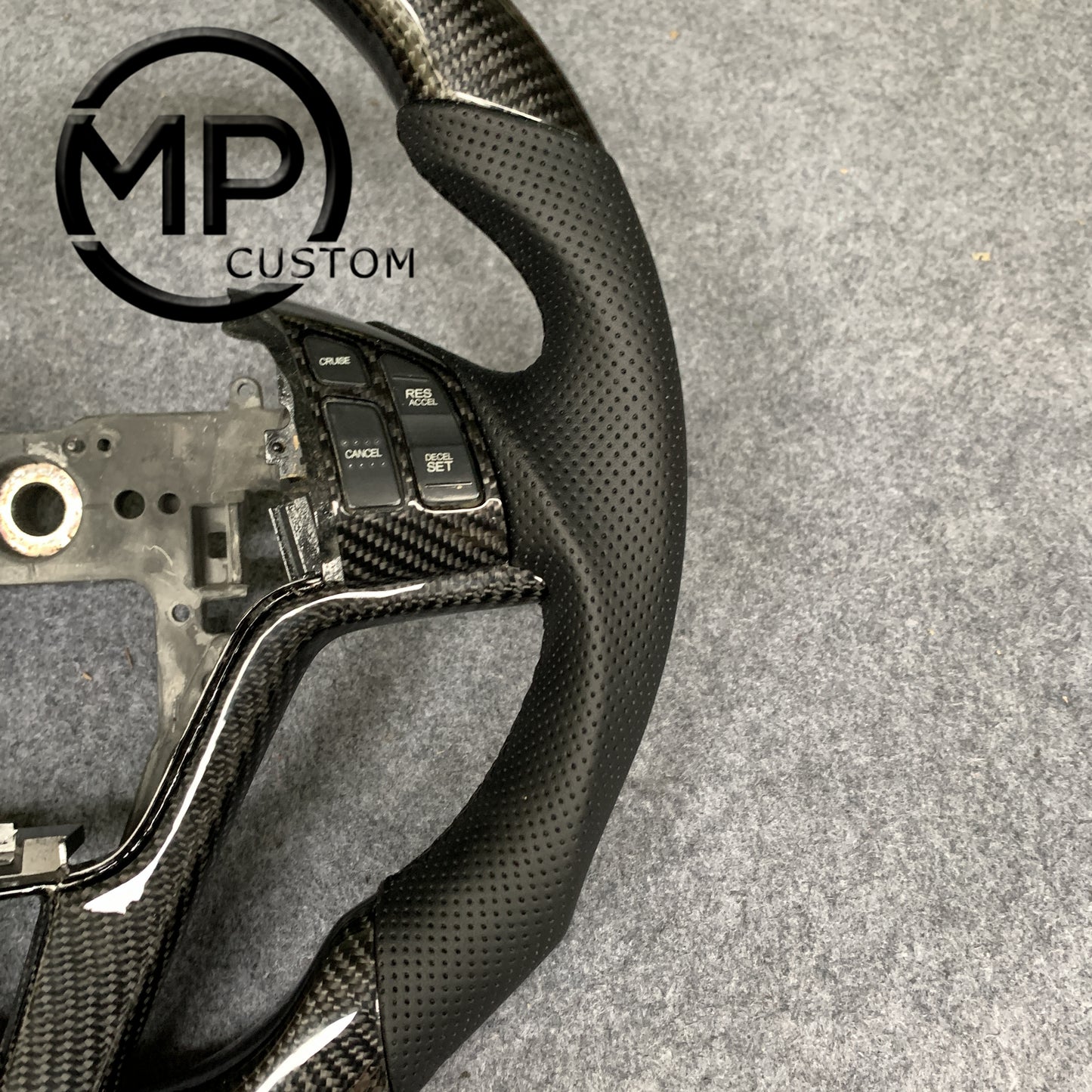 MPCUSTOM Fit For Honda CR-V CRV 2007-2011 carbon fiber steering wheel black smooth leather