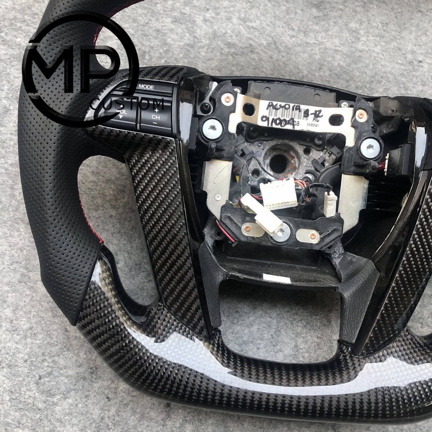 MPCUSTOM Fit For Honda 8th gen Accord/CP1 CP2 CP3/Pilot 2009-2015/Odyssey 2011-2017 carbon fiber steering wheel black perforatara leather
