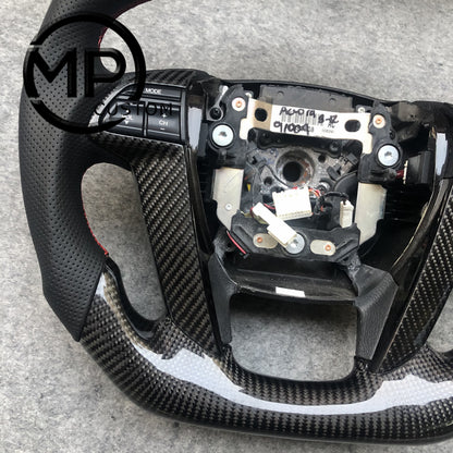 MPCUSTOM Fit For Honda 8th gen Accord/CP1 CP2 CP3/Pilot 2009-2015/Odyssey 2011-2017 carbon fiber steering wheel black perforatara leather