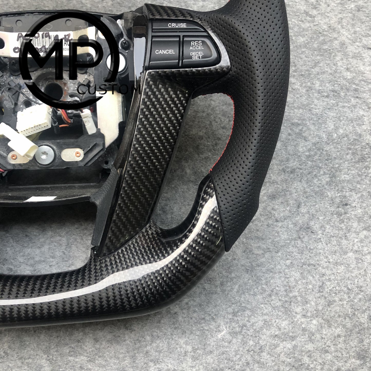 MPCUSTOM Fit For Honda 8th gen Accord/CP1 CP2 CP3/Pilot 2009-2015/Odyssey 2011-2017 carbon fiber steering wheel black perforatara leather