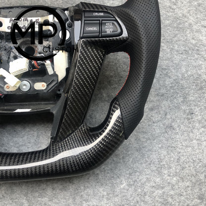 MPCUSTOM Fit For Honda 8th gen Accord/CP1 CP2 CP3/Pilot 2009-2015/Odyssey 2011-2017 carbon fiber steering wheel black perforatara leather