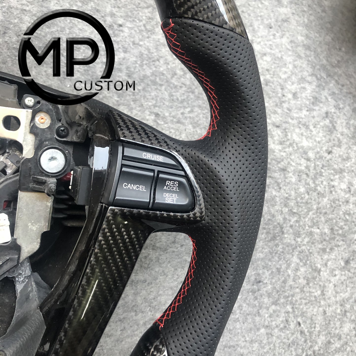 MPCUSTOM Fit For Honda 8th gen Accord/CP1 CP2 CP3/Pilot 2009-2015/Odyssey 2011-2017 carbon fiber steering wheel black perforatara leather
