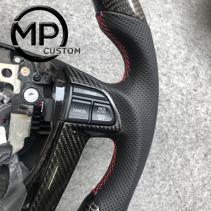 MPCUSTOM Fit For Honda 8th gen Accord/CP1 CP2 CP3/Pilot 2009-2015/Odyssey 2011-2017 carbon fiber steering wheel black perforatara leather