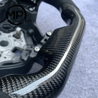 MPCUSTOM Fit For Chevrolet Corvette C7 2014-2019 carbon fiber steering wheel black Alcantara blue center line