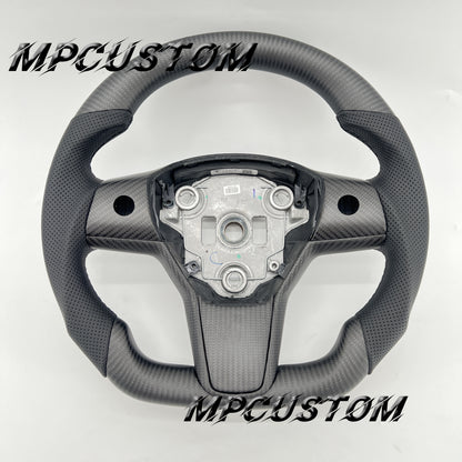 Mpcustom for Tesla model 3 Y carbon fiber steering wheel round top