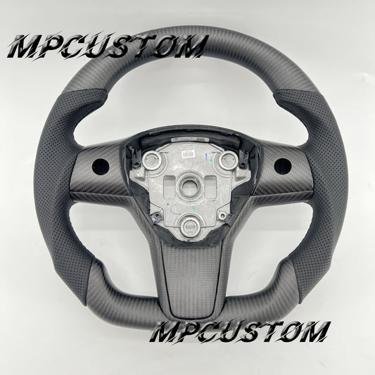 Mpcustom for Tesla model 3 Y carbon fiber steering wheel round top
