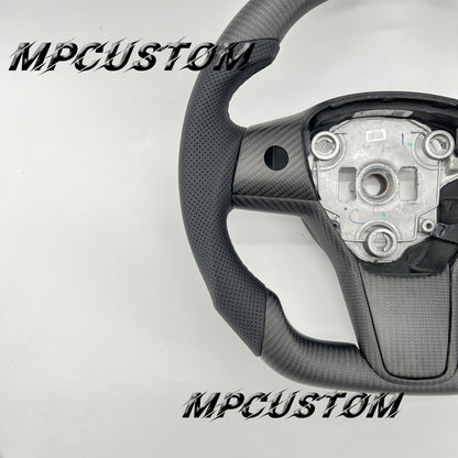 Mpcustom for Tesla model 3 Y carbon fiber steering wheel round top