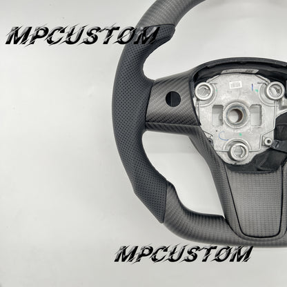 Mpcustom for Tesla model 3 Y carbon fiber steering wheel matte and round top