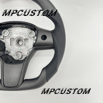 Mpcustom for Tesla model 3 Y carbon fiber steering wheel round top