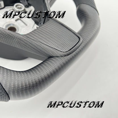 Mpcustom for Tesla model 3 Y carbon fiber steering wheel matte and round top