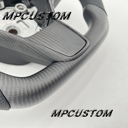 Mpcustom for Tesla model 3 Y carbon fiber steering wheel round top and flat bottom