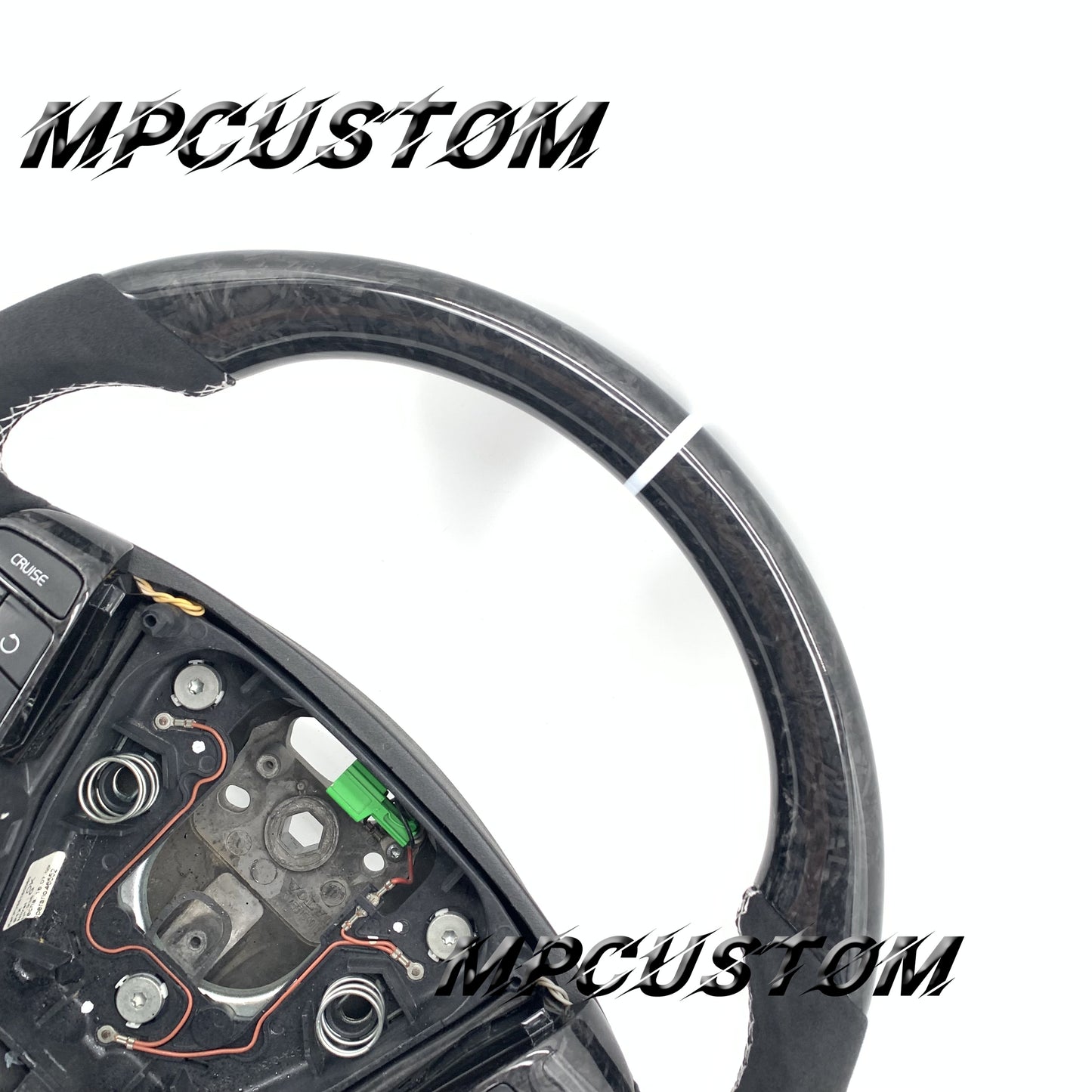 Mpcustom for Volvo S40 2008 carbon fiber steering wheel white stitching and gloss